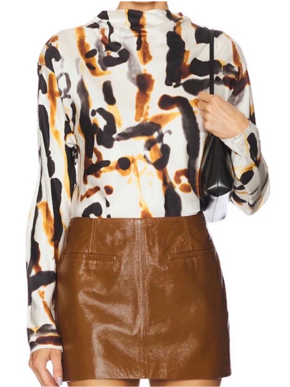 A.L.C. GEORGIA TOP BLACK CAMEL